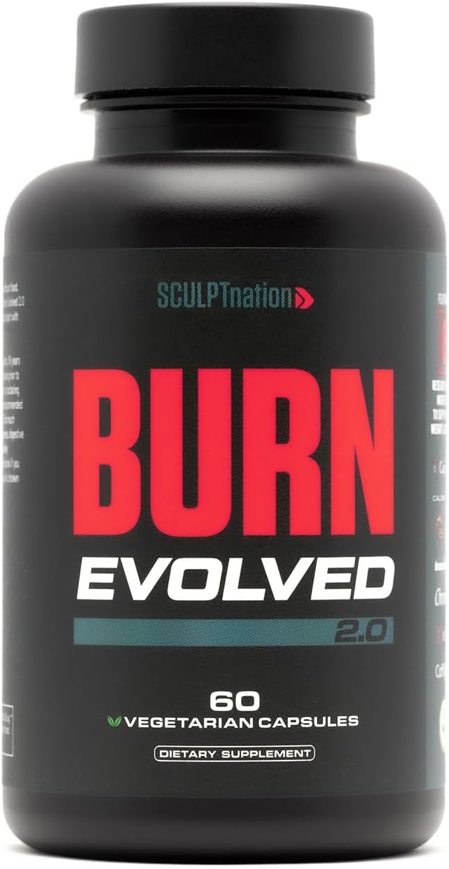 Sculpt Nation Burn bottle front showing capsules for daytime energy support