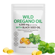SDJUFEI Oil of Oregano Softgels bottle showing 2-in-1 blend for everyday wellness.