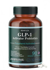 SEAFLEX GLP-1 bottle on table highlights digestive support and daily wellness
