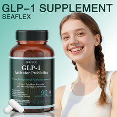 Close-up of SEAFLEX GLP-1 capsules for easy daily intake