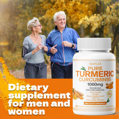 SEAFLEX Turmeric Curcumin 95 bottle back reveals dosage and supplement details for clarity.
