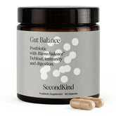 SecondKind Gut Balance bottle front view emphasizes daily digestive support.