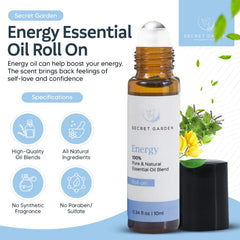 Secret Garden Energy Roll-On frankincense oil blend pour promotes calming ambiance for meditation.