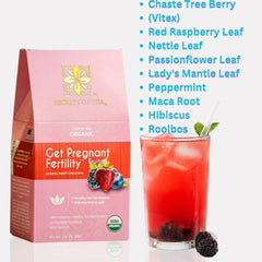 Secrets Of Tea Fertility Tea sachet steeping to reveal two servings per bag