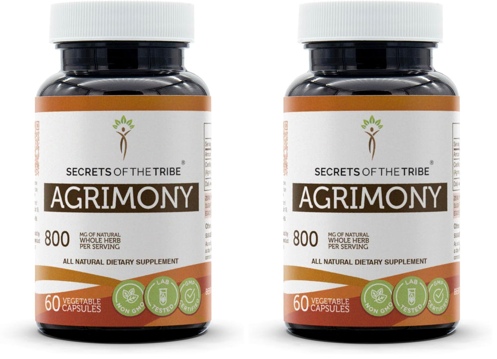 Secrets of the Tribe Agrimony 60 capsules bottle for daily use.