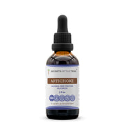 Secrets of the Tribe Artichoke tincture bottle front, highlighting alcohol-free formula.