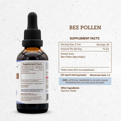 Secrets of the Tribe bee pollen tincture label close-up highlighting purity.