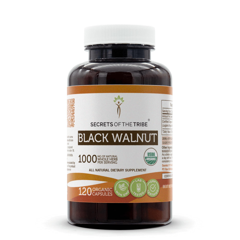 Secrets of the Tribe black walnut capsules bottle for daily plant-based wellness
