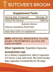 Secrets of the Tribe Butcher's Broom label – clear ingredients and safety details for informed use.