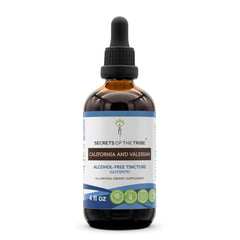 Secrets of the Tribe tincture bottle with California poppy and valerian for calming routines