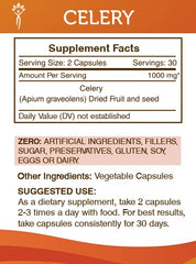 Secrets of the Tribe Celery capsules closeup highlighting a potent celery extract.