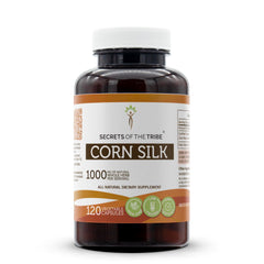 Secrets of the Tribe Corn Silk capsules bottle front showing organic quality for daily wellness.