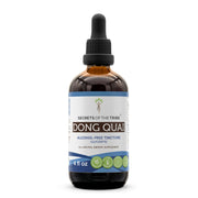 Secrets of the Tribe Dong Quai tincture bottle highlighting premium extraction for daily balance.