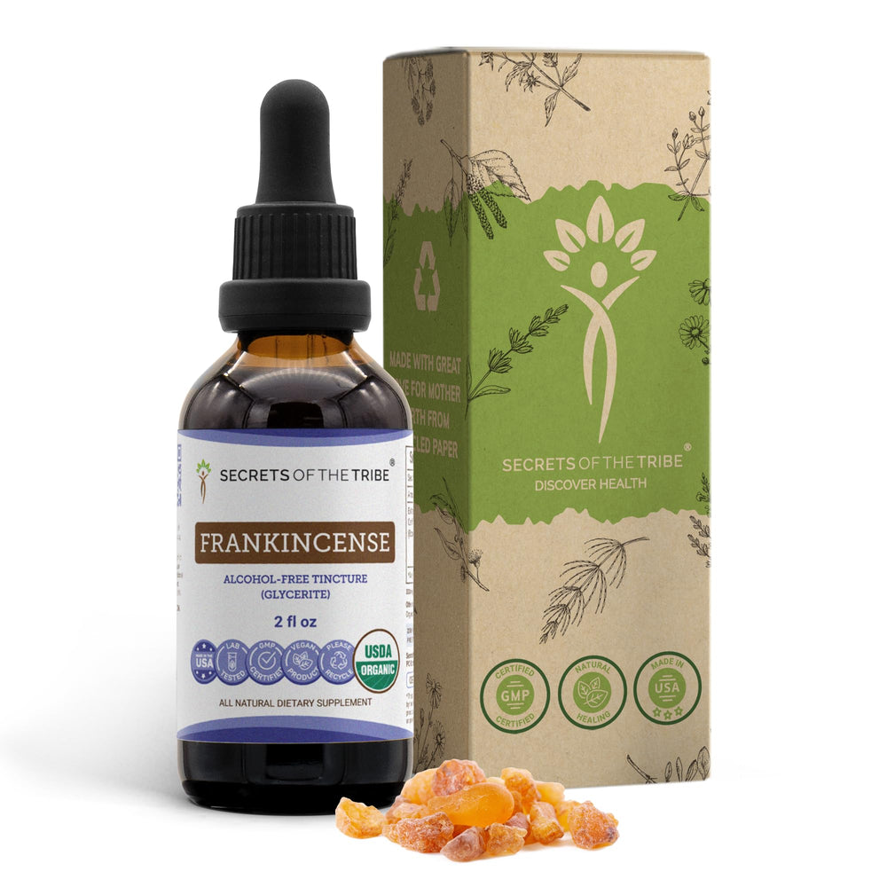 Secrets of the Tribe Frankincense bottle pour promotes a calm daily ritual
