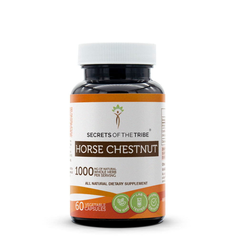 Secrets of the Tribe Horse Chestnut 60 capsules bottle front, ideal for daily use.