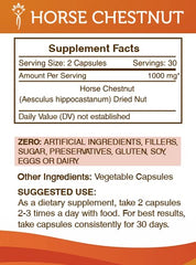 Secrets of the Tribe Horse Chestnut packaging label, showcasing purity and USA-made quality.