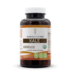 Secrets of the Tribe kale capsules bottle with USDA Organic seal for clean nutrition
