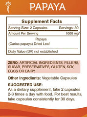 Secrets of the Tribe papaya dried leaf close-up emphasizing natural ingredients.