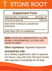 Front label of Secrets of the Tribe Stone Root showing 60 capsules.