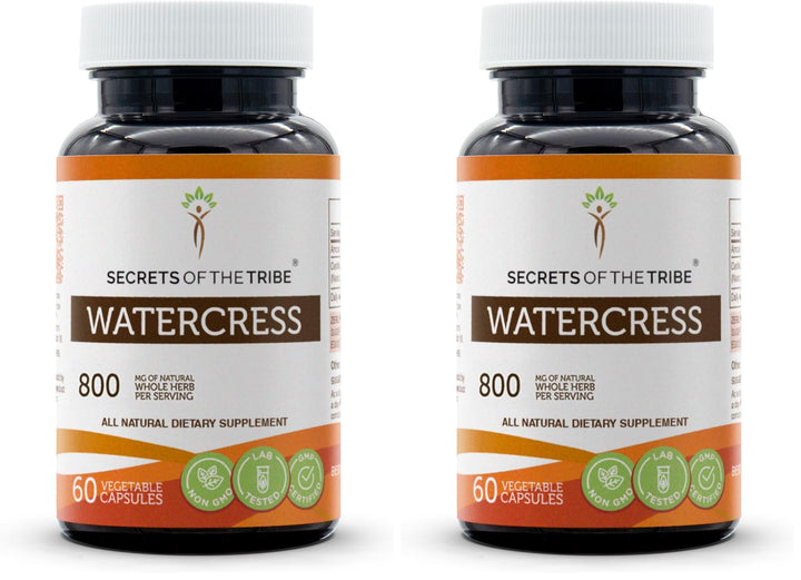 Secrets of the Tribe Watercress capsules bottle for daily wellness support.
