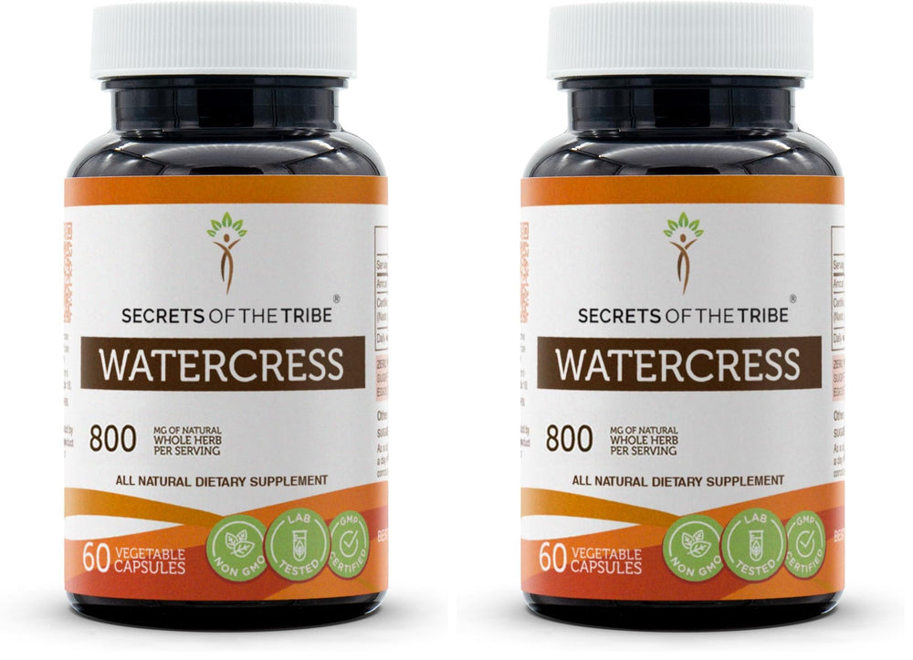 Secrets of the Tribe Watercress capsules bottle for daily wellness support.