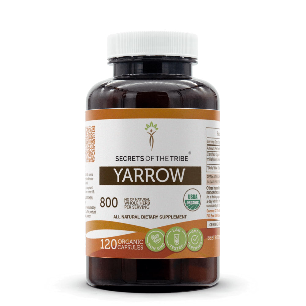 Secrets of the Tribe Yarrow capsules for daily herbal support.