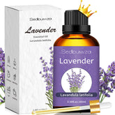 Sedbuwza Lavender Oil bottle front for pure aromatherapy sessions.