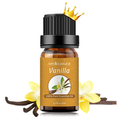 Sedbuwza Vanilla Essential Oil bottle for relaxing spaces.