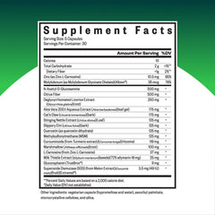 Close-up of Seeking Health Gut Nutrients bottle showing capsules for gut support.