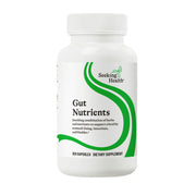 Seeking Health Gut Nutrients bottle on shelf with label visible, suggesting digestive support.
