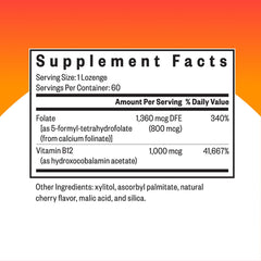 Seeking Health Hydroxo B12 lozenge on tongue for quick absorption and use.