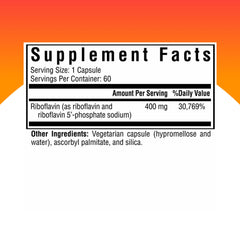 Front view of Seeking Health Riboflavin bottle with 60 capsules.