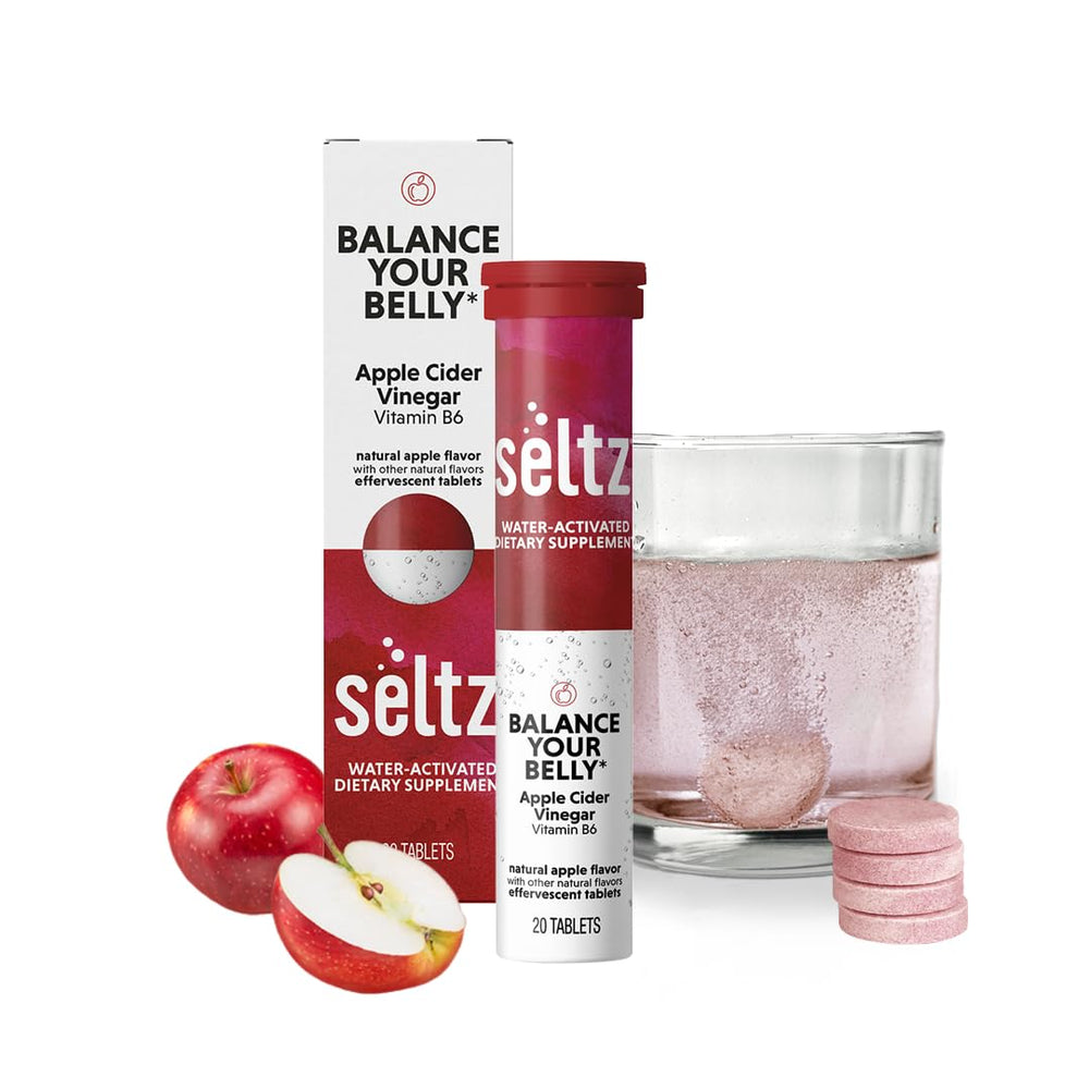 Seltz Balance apple flavor packaging highlights the convenient effervescent format for daily use.