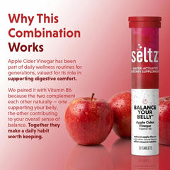 Seltz tablet dissolving in water with fizz, showing easy preparation benefit