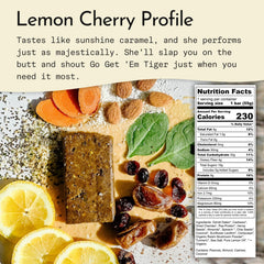 Send Bars Lemon Cherry greens bar with leafy greens visible for on-the-go nutrition