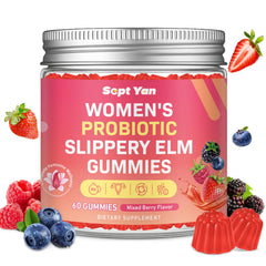SEPT YAN feminine probiotic slippery elm gummies bottle promotes pH balance and daily comfort