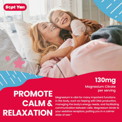 Sept Yan magnesium gummies ingredients label highlights magnesium citrate and B6 for calm and focus