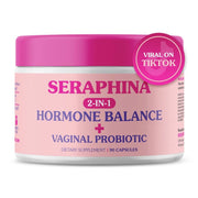 Seraphina Vaginal Probiotics bottle front with 90 capsules promoting daily feminine health