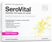 Serovital Rapid Dissolve Powder tub on shelf suggesting convenient daily skin and energy support.