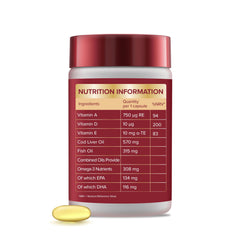 Seven Seas Cod Liver Oil capsules close-up for easy daily dosing.
