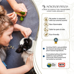 SevenAromas Soft Rain label closeup signals premium quality for luxury spaces.