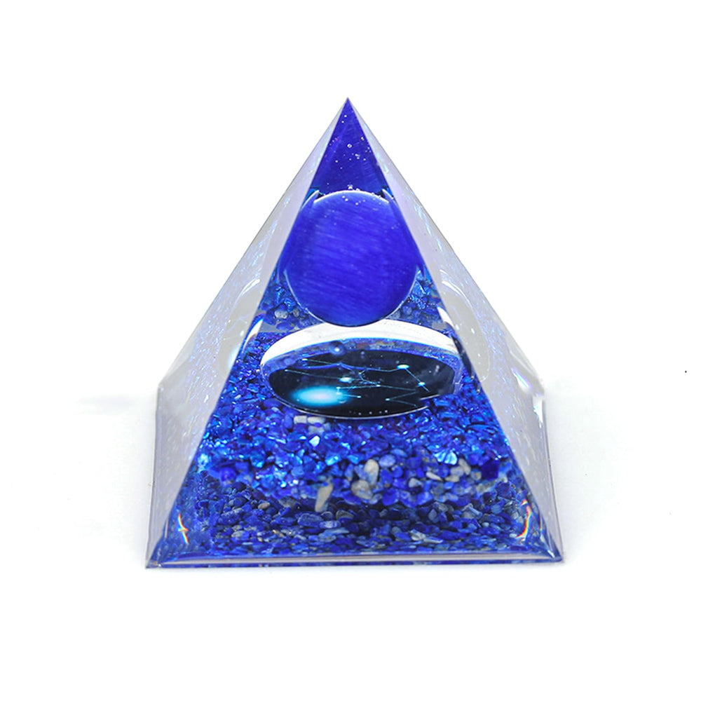 SEVNPRIME Taurus Cat's Eye pyramid on desk for focus and calm ambiance