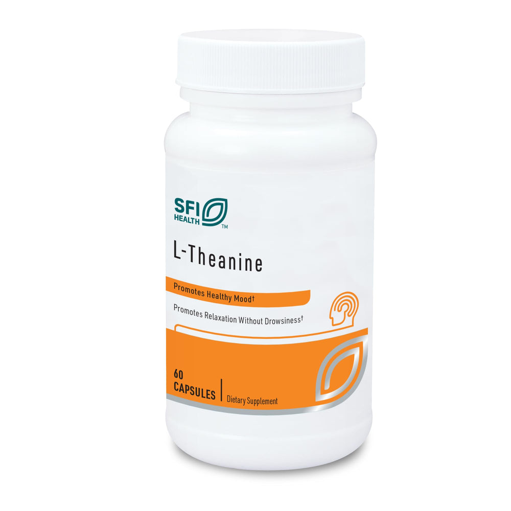 SFI Health Klaire L-Theanine 100mg bottle front, ready for daily calming support.