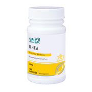 Klaire Labs DHEA 50 mg bottle showing hypoallergenic formula for daily use.