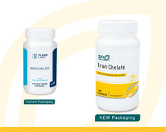 Klaire Labs iron bisglycinate capsules close-up indicating gentle absorption.