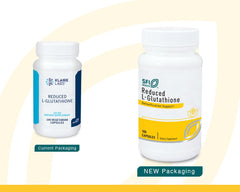 Closeup of capsules showing reduced L-Glutathione active form for maximum benefit.