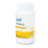 SFI Health Klaire Labs vitamin K2-50 MK-7 bottle highlighting natural MK-7 for bone and vascular support