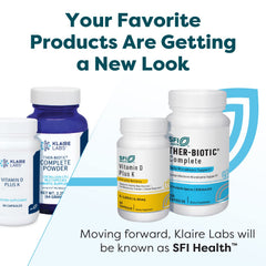SFI Health Ther-Biotic Synbiotic capsules inside bottle showing supply for immune support.