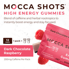 Gummies close-up in raspberry chocolate flavor highlighting fast absorption and enjoyment