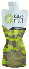 Shake It Out collapsible shaker in camo with closed lid for portable mixing